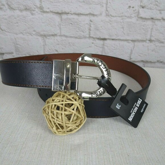 NWT TRUE RELIGION Reversible Buckle Belt Able Horseshoe Harness 38 - Picture 2 of 11